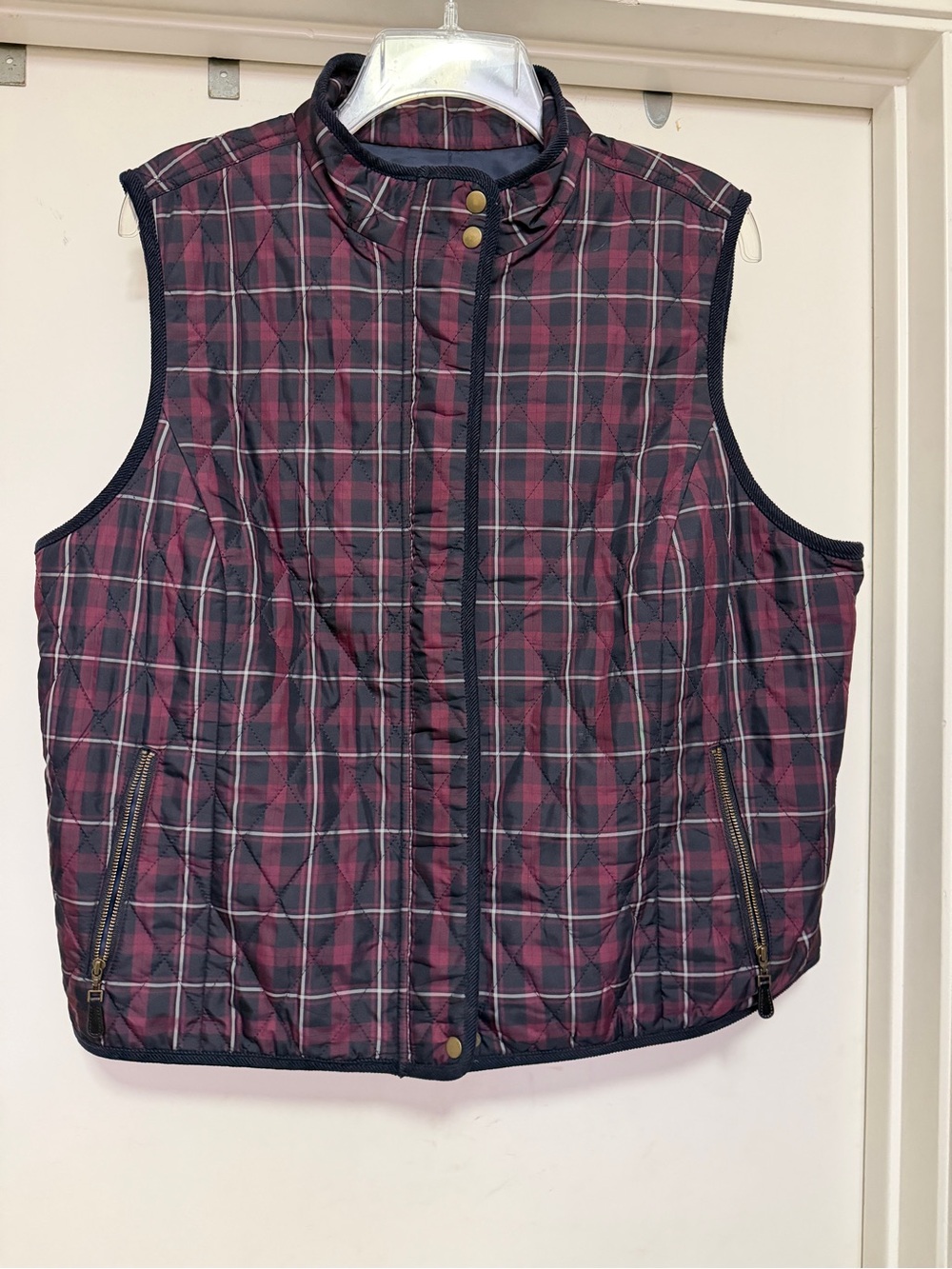 Talbots plaid quilted vest - petite XL - blue/red